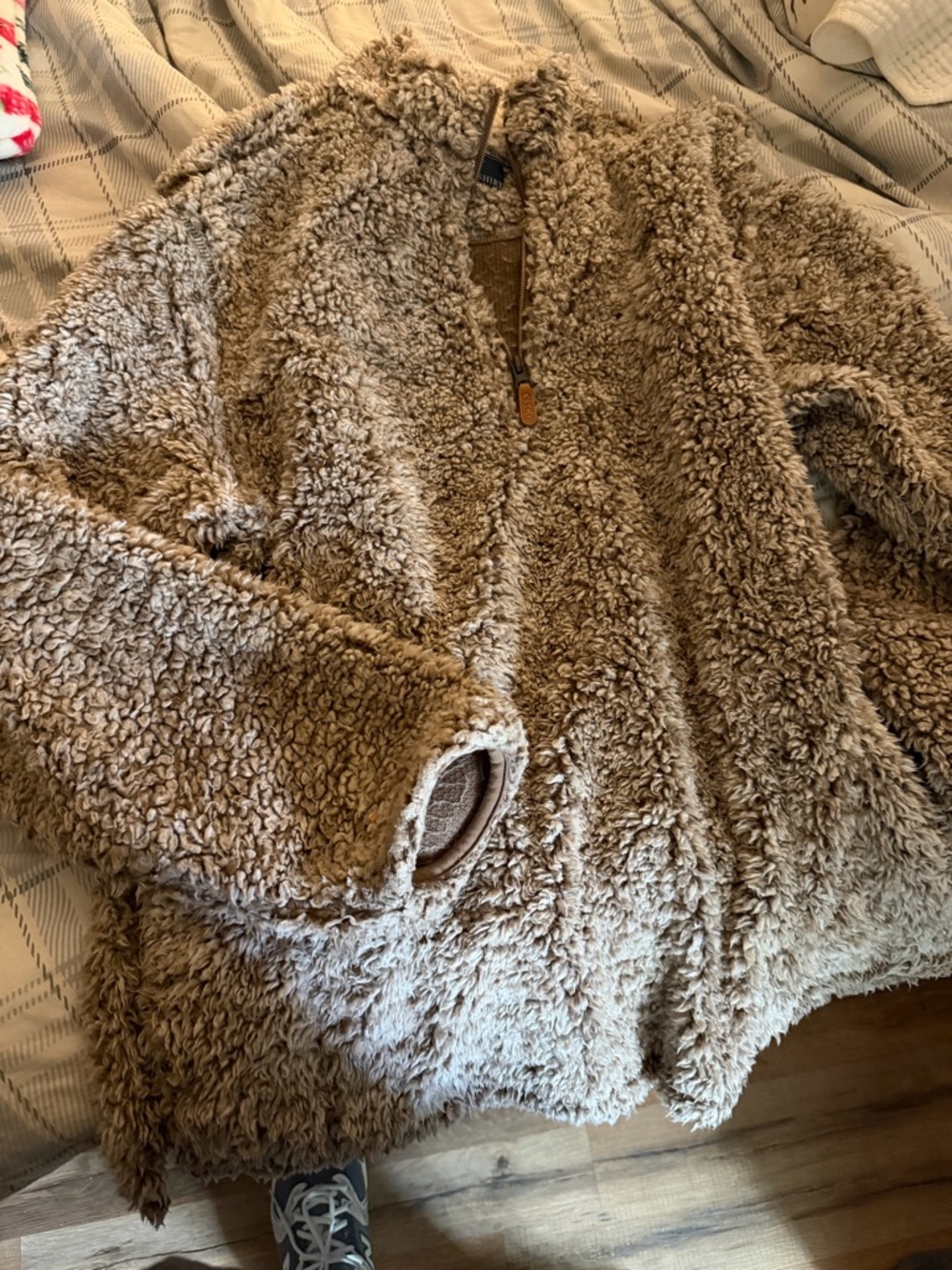 The Southern Shirt Company Taupe Plush Sherpa Half-Zip Jacket